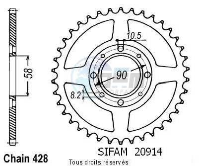 Product image: Sifam - 20914CZ40 - Chain wheel rear Cb 125 S 79-88   Type 428/Z40  0