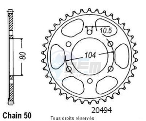Product image: Sifam - 20494CZ45 - Chain wheel rear Zx 750 R 91-92   Type 530/Z45 