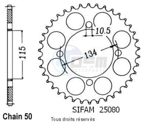 Product image: Sifam - 25080CZ46 - Chain wheel rear 750 Elefant 87-89   Type 530/Z46 
