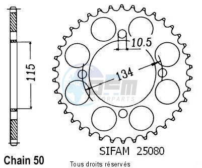 Product image: Sifam - 25080CZ46 - Chain wheel rear 750 Elefant 87-89   Type 530/Z46  0