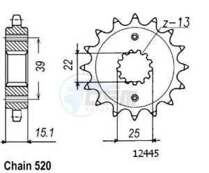 Product image: Esjot - 50-32132-14 - Sprocket ArcticCat-Kymco - 520 - 14 Teeth -  Identical to JTF1042 - Made in Germany 