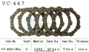 Product image: Kyoto - VC447 - Clutch Plate kit complete Kx80 J2 87   