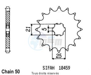 Product image: Sifam - 10459CZ16 - Sprocket Rd 350 Lc 80-82 Xs 400 Se 78-83 10459cz   16 teeth   TYPE : 530 