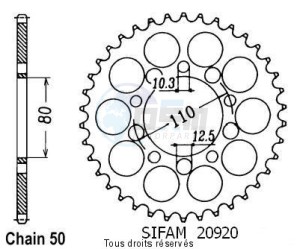 Product image: Sifam - 20920CZ44 - Chain wheel rear Cb 900 Bol D'Or 78-84   Type 530/Z44 