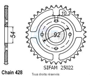 Product image: Sifam - 25022CZ45 - Chain wheel rear Rd 125 Lc2 85-88 Tzr 125 87-93 Type 428/Z45 