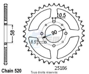 Product image: Sifam - 25186CZ44 - Chain wheel rear Xl 125 Varadero 00-01   Type 520/Z44 