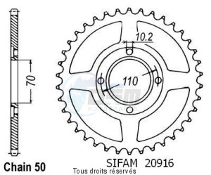 Product image: Sifam - 20916CZ36 - Chain wheel rear Cb 400 T 77-80   Type 530/Z36 
