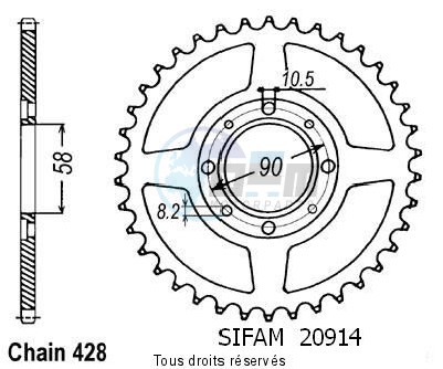 Product image: Sifam - 20914CZ39 - Chain wheel rear Cb 125 S/T2/Twin   Type 428/Z39  0