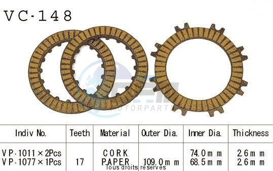 Product image: Kyoto - VC148 - Clutch Plate kit complete Xr70 R 91-03    0