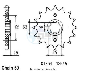 Product image: Sifam - 12046CZ16 - Sprocket Vfr 400 R 86-89   12046cz   16 teeth   TYPE : 530 