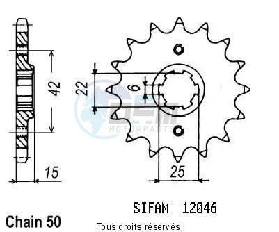 Product image: Sifam - 12046CZ16 - Sprocket Vfr 400 R 86-89   12046cz   16 teeth   TYPE : 530  0