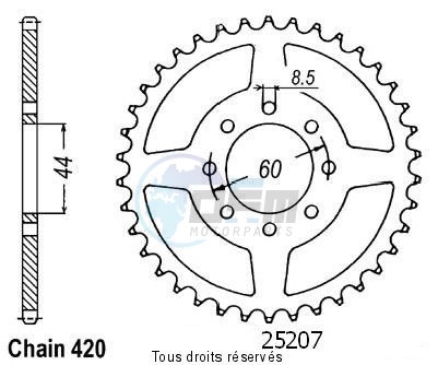 Product image: Sifam - 25207CZ52 - Chain wheel rear 50 Dtr/X-limit Chain wheel rear 8 mounting holes Type 420/Z52  0