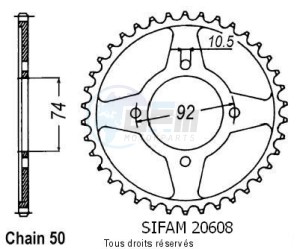 Product image: Sifam - 20608CZ39 - Chain wheel rear Rd 350 Lc 80-82   Type 530/Z39 