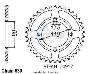 Product image: Sifam - 20917CZ43 - Chain wheel rear Honda Cb 750 F2 78   Type 630/Z43 