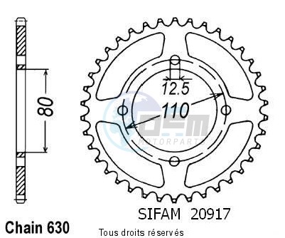 Product image: Sifam - 20917CZ43 - Chain wheel rear Honda Cb 750 F2 78   Type 630/Z43  0