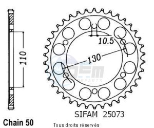 Product image: Sifam - 25073CZ47 - Chain wheel rear Yzf r1 09-   Type 530/Z47 