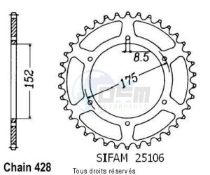 Product image: Sifam - 25106AZ54 - Chain wheel rear Suzuki Dr125 Alu Type 428/Z54 
