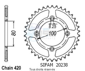 Product image: Sifam - 20238CZ36 - Chain wheel rear Honda Xr 70 91-03 Type 420/Z36 