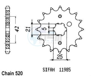 Product image: Esjot - 50-32016-16 - Sprocket TT Yamaha - 520 - 16 Teeth -  Identical to JTF569 - Made in Germany 