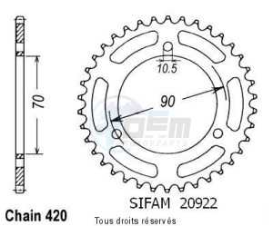 Product image: Sifam - 20922CZ42 - Chain wheel rear Mtx 80 R 83-86   Type 420/Z42 