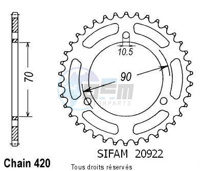 Product image: Sifam - 20922CZ42 - Chain wheel rear Mtx 80 R 83-86   Type 420/Z42  0