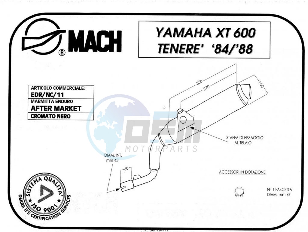 Product image: Marving - 01E11V - Silencer  EDR XT 600/TENERE' 84/88 Approved Black   0