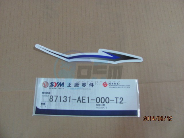 Product image: Sym - 87131-AE1-000-T2 - FR.FENDER R. STRIPE  0