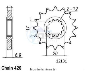 Product image: Sifam - 12131CZ11 - Sprocket Minarelli 50 99-07 420   12131cz   11 teeth   TYPE : 420 