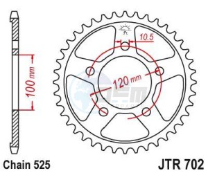 Product image: Esjot - 50-29022-44 - Chainwheel Steel Aprilia - 525 - 44 Teeth -  Identical to JTR702 - Made in Germany 