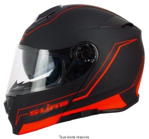 Product image: S-Line - MS81G1802 - Flip up Helmet S550 Black Red S Dual Face - Graphics Double Visor with Pinlock 