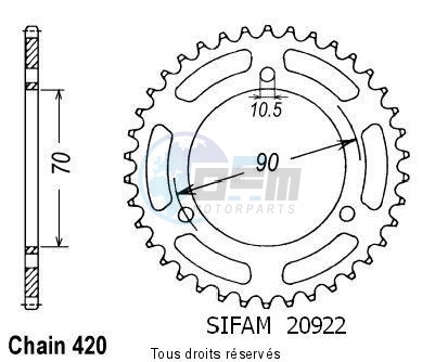 Product image: Sifam - 20922CZ47 - Chain wheel rear Cr 80 Rb 81 Steel   Type 420/Z47  0