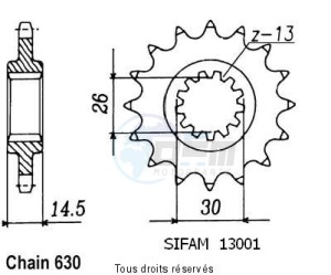Product image: Sifam - 13001CZ15 - Sprocket Cb 750 Kz Rc01 79   13001cz   15 teeth 