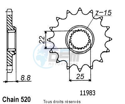 Product image: Sifam - 11983CZ14 - Sprocket KTM Tous Modeles 2t 1984-2004 11983cz   14 teeth   TYPE : 520  0