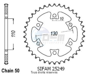 Product image: Sifam - 25249CZ36 - Chain wheel rear Bombardier Ds650 04-   Type 530/Z36 