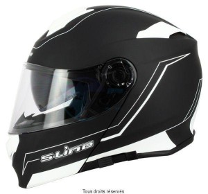 Product image: S-Line - MS81G1001 - Flip up Helmet S550 Black White XS Dual Face - Graphics Double Visor with Pinlock 