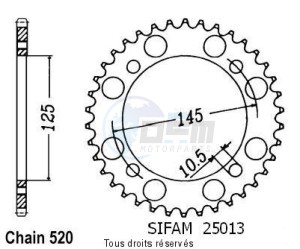 Product image: Sifam - 25013CZ49 - Chain wheel rear Xv 125 Virago 97-00   Type 520/Z49 