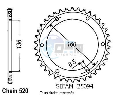 Product image: Sifam - 25094CZ46 - Chain wheel rear 650 Pegaso Ie 01-02   Type 520/Z46  0