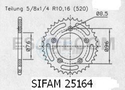 Product image: Esjot - 50-32098-43 - Chainwheel Steel Cagiva - 520 - 43 Teeth -  Identical to JTR28 - Made in Germany 