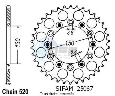 Product image: Sifam - 25067CZ48 - Chain wheel rear 125 Rx R 91-   Type 520/Z48  0