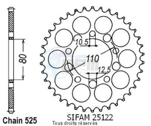 Product image: Sifam - 25122CZ46 - Chain wheel rear Xrv 750 Africa Twin 9   Type 525/Z46 