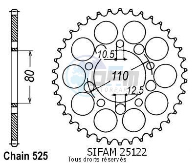 Product image: Sifam - 25122CZ46 - Chain wheel rear Xrv 750 Africa Twin 9   Type 525/Z46  0
