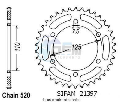 Product image: Sifam - 21397CZ41 - Sprocket rear 125 AlettaORo 85-87 38  0