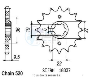 Product image: Sifam - 10337CZ13 - Sprocket Honda 250 Cr 1982-1985 10337cz   13 teeth   TYPE : 520 