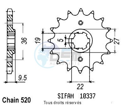 Product image: Sifam - 10337CZ13 - Sprocket Honda 250 Cr 1982-1985 10337cz   13 teeth   TYPE : 520  0