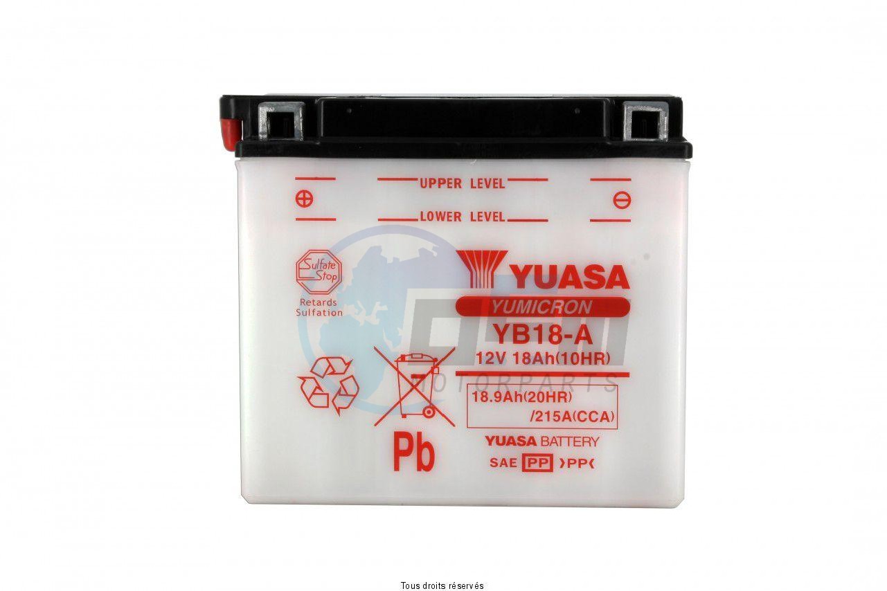 Product image: Yuasa - 812182 - Battery Yb18-a L 182mm  W 92mm  H 164mm 12v 18ah  1