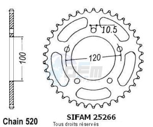 Product image: Sifam - 25266CZ40 - Chain wheel rear Aprilia 125 Rs 06-   Type 520/Z40 