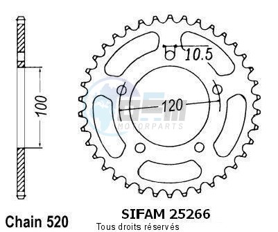Product image: Sifam - 25266CZ40 - Chain wheel rear Aprilia 125 Rs 06-   Type 520/Z40  0