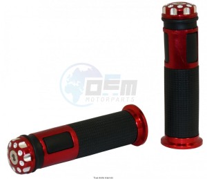 Product image: Sifam - POI6102 - Handlebar Grips Bicolors Reds Length : 128mm - Ø : 22/24mm with Screw End Cap 