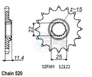 Product image: Esjot - 50-32051-15 - Sprocket TT KTM - 520 - 15 Teeth -  Identical to JTF1902 - Made in Germany 