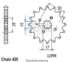 Product image: Sifam - 11994CZ13 - Sprocket St 70 Dax 79-09 Cr 80 Rb 81 11994cz   13 teeth   TYPE : 420 